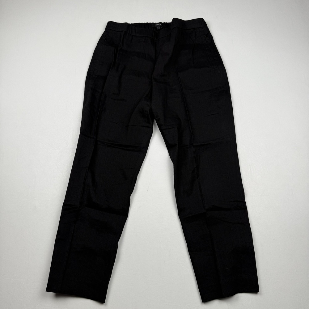 Theory Pants Womens 6 Black Linen Viscose Blend Basic Pull On Calver Style